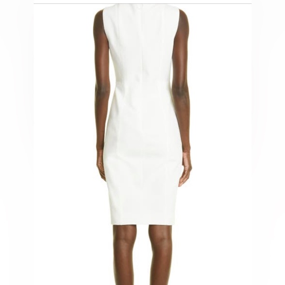 NWOT Akris punto Circle Cut Out Sleeveless Sheath Dress Size 4 Cream - Picture 8 of 11